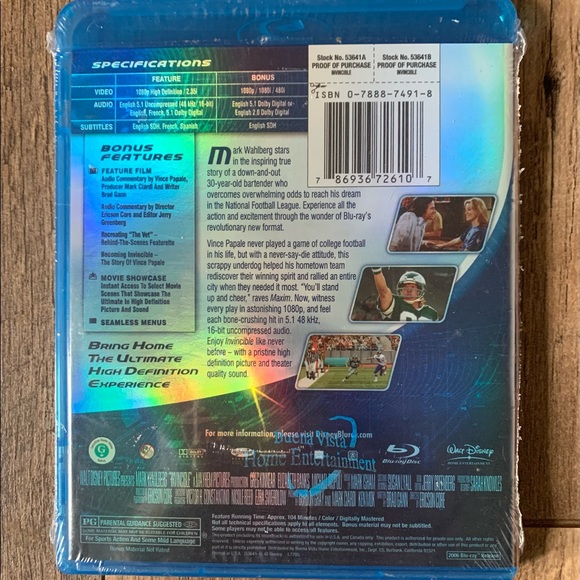 Brand New Factory Sealed Walt Disney’s Invincible Blu-ray Disc - Picture 2 of 2